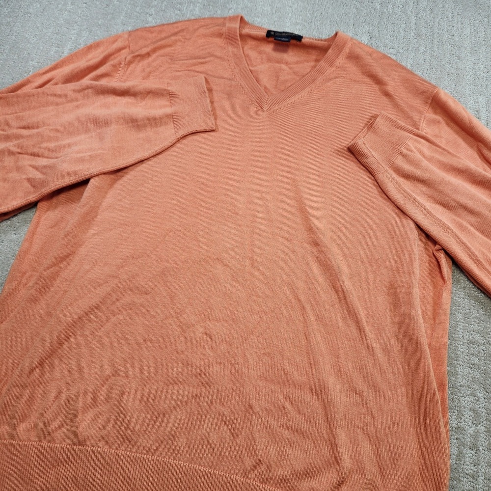 Brooks Brothers Sweater Mens XL Silk‎ Blend V Neck Pullover Orange Preppy Wealth